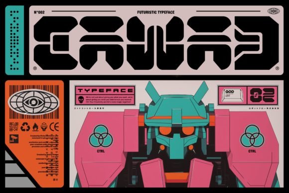 Cawad: A 90s Mecha Display Font for Playful, Nostalgic Branding
